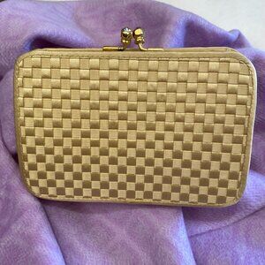 Vintage Neiman Marcus Silk Woven Evening Clutch with Cord Strap